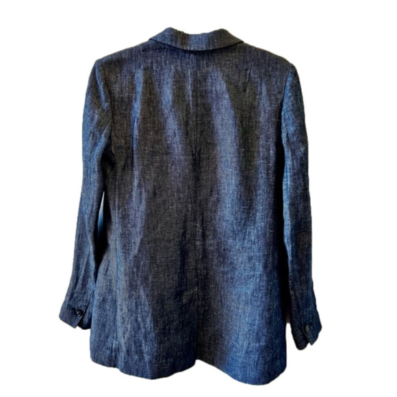 Banana Republic Boyfriend Blazer Size 4 Dark Blue Chambray Coat - Picture 2 of 9